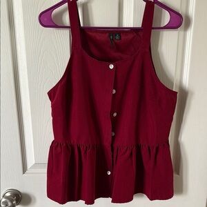 Women's Red Button-Down Top